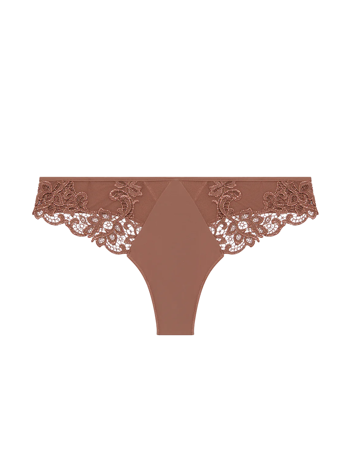 Detail borduurwerk en guipure van Simone Pérèle thong – luxe damesondergoed